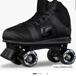 Crazy 8 Black Roller Skates - Lace-Up Quad Style